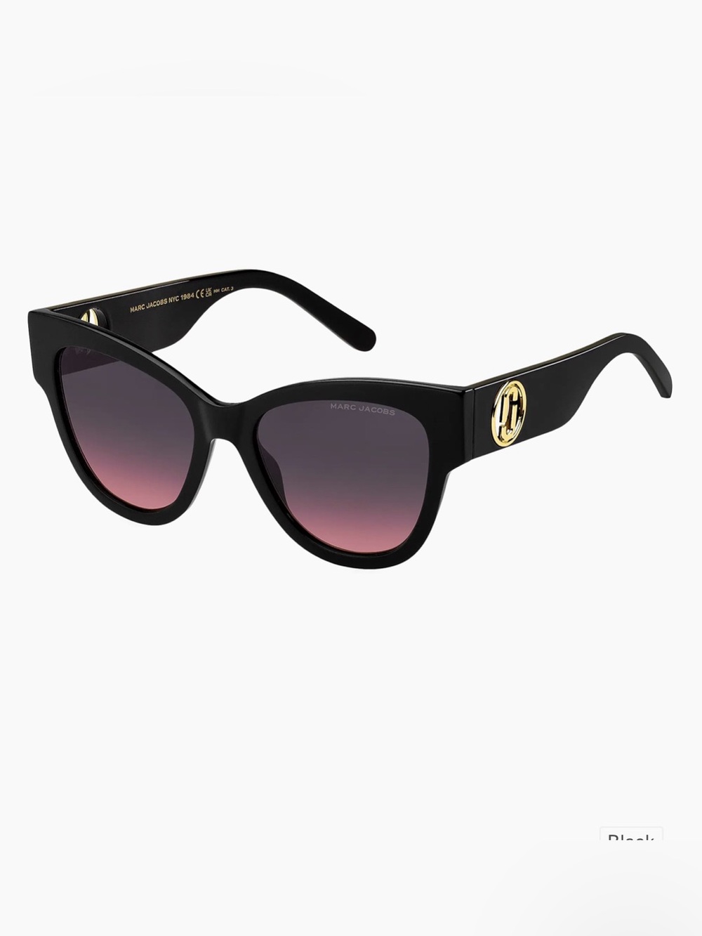 NWT Marc Jacobs Black Cat-Eye Sunglasses with Case